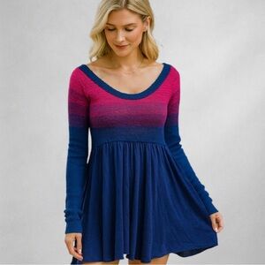 Free People Knit Blouse Top Long Sleeve Multicolor Womens Size S